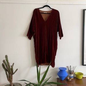Red velvet dress by Rachel Craven